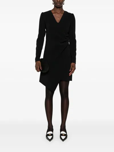 Twinset Twin-set Black Crepe V-neck Dress