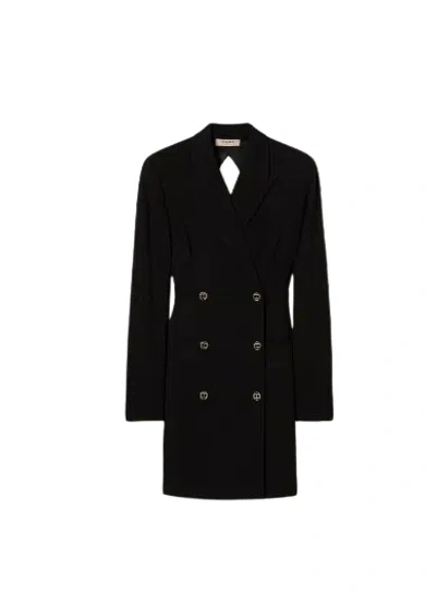 Twinset Twin-set Black Double-breasted Thigh-length Coat