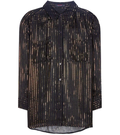 Kate Moss For Equipment Daddy Metallic-striped Silk Shirt In Black