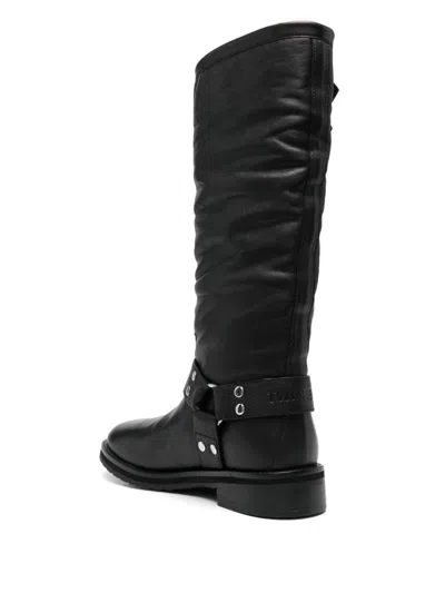 Twinset Twin-set Knee-high Black Leather Boots
