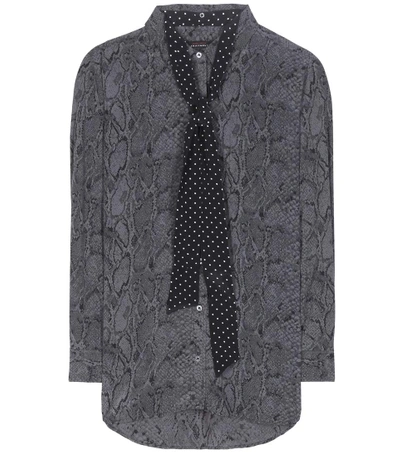 Kate Moss For Equipment Daddy Oversized Printed Silk Shirt In Grey