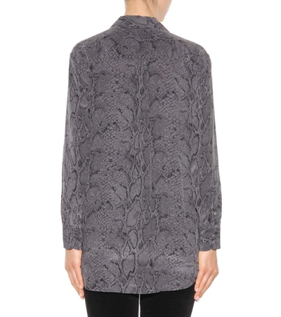 Shop Kate Moss For Equipment Daddy Oversized Printed Silk Shirt In Grey