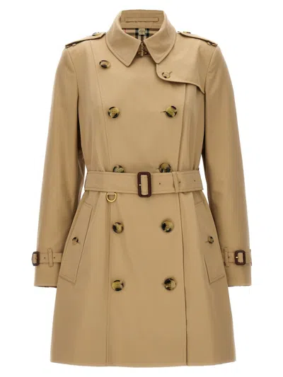 Burberry Cotton Gabardine Trench Coat In Beige