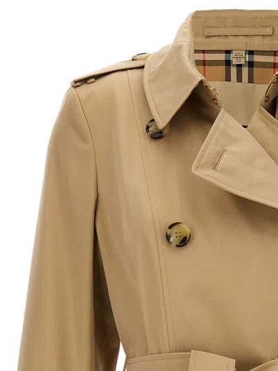 Burberry Cotton Gabardine Trench Coat In Beige