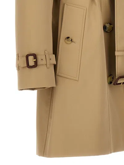 Burberry Cotton Gabardine Trench Coat In Beige