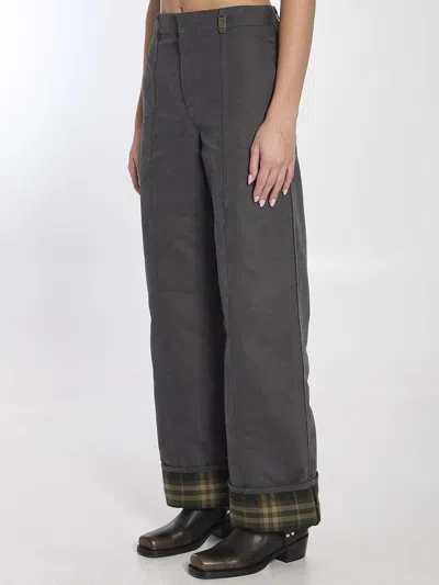 Burberry Trousers In Cotton And Nylon In Grey