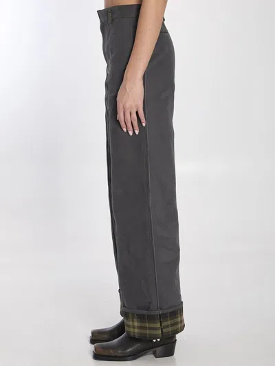 Burberry Trousers In Cotton And Nylon In Grey