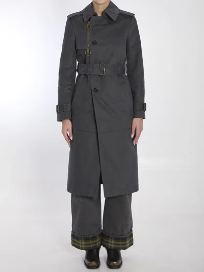 Burberry Trousers In Cotton And Nylon In Grey