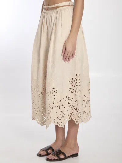 Zimmermann Wylie Cream Colored Midi Skirt Women In Beige