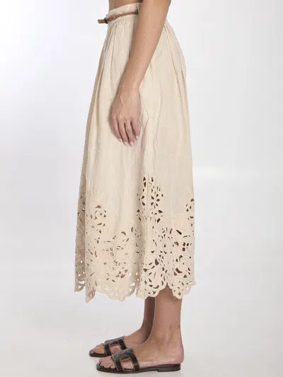 Zimmermann Wylie Cream Colored Midi Skirt Women In Beige