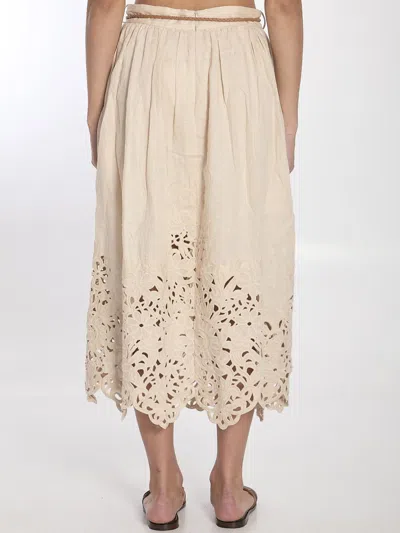 Zimmermann Wylie Cream Colored Midi Skirt Women In Beige