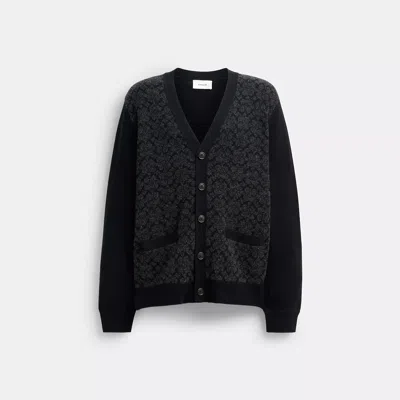 Coach Outlet Signature Knit Cardigan In Black