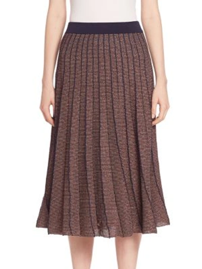 Tanya Taylor 'josie' Metallic Knit Skirt In Rust-multi