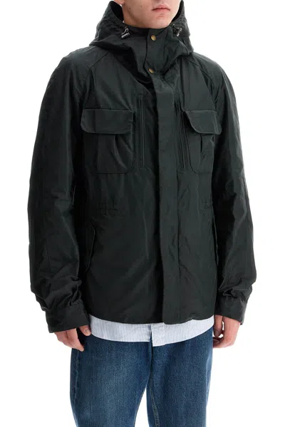 Shop Barbour Men's Waxed Finish Raincoat With Hooded Design In Green