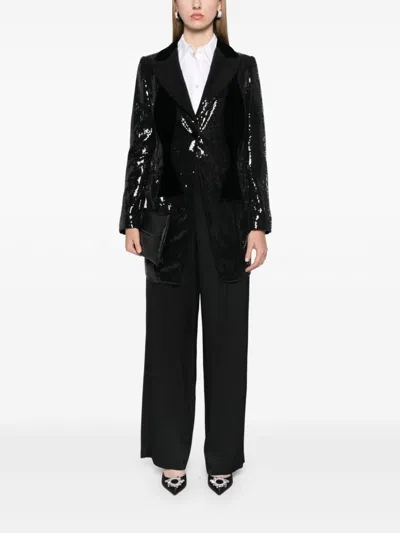 Emporio Armani Single Breasted Sequinned Blazer In Black