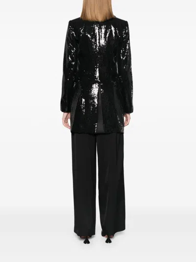 Emporio Armani Single Breasted Sequinned Blazer In Black