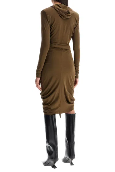 ISABEL MARANT ASYMMETRICAL MINI DRESS WITH HOOD AND WAIST TIE 