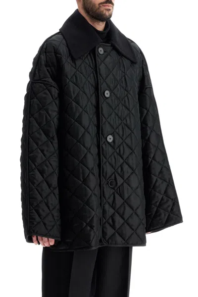 Jil Sander Quilted Maxi Jacket With Detachable In Black