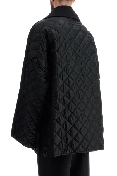 Jil Sander Quilted Maxi Jacket With Detachable In Black