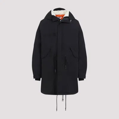 Junya Watanabe Ribbed Cuff Drawstring Coat In Black