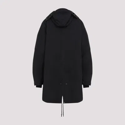Junya Watanabe Ribbed Cuff Drawstring Coat In Black