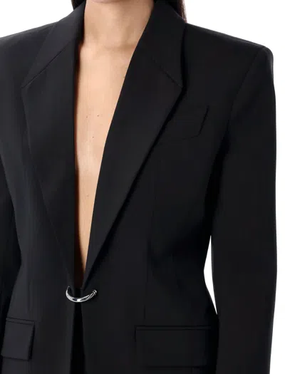 Shop Mugler Pierced Tailored Jacket In Black