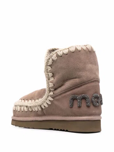 Mou Eskimo 18 Glitter Logo Ankle Boots In Grey