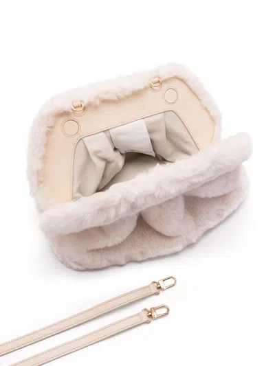 Themoire' `tia Fur` Clutch Bag In White