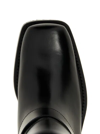 Valentino Rockstud Biker Knee-high Leather Boots In Black