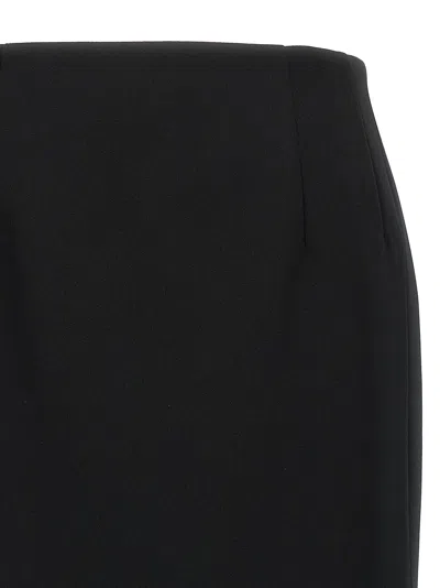 Valentino Virgin Wool Longuette Skirt With Slits And Silk Lining In Black