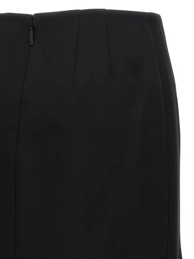 Valentino Virgin Wool Longuette Skirt With Slits And Silk Lining In Black
