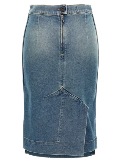Vivienne Westwood Organic Cotton Denim Midi Skirt With Asymmetric Hem In Light Blue