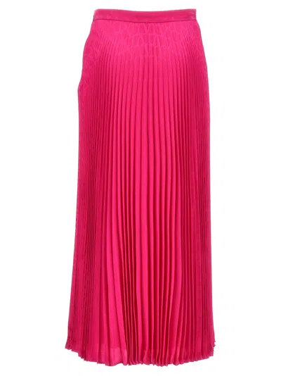 Valentino Garavani Toile Iconographe Pleated Silk Skirt In Red