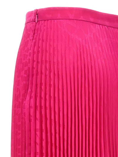 Valentino Garavani Toile Iconographe Pleated Silk Skirt In Red