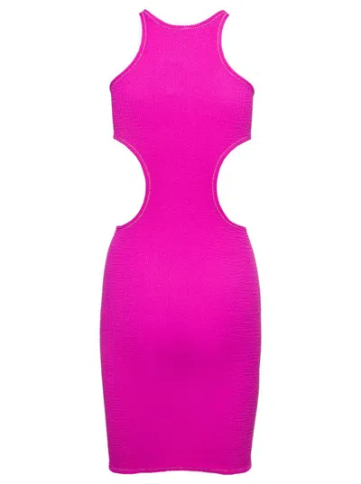 Reina Olga Ele Mini Dress With Cut-out Detailing In Fuchsia Technical Fabric Woman In Purple