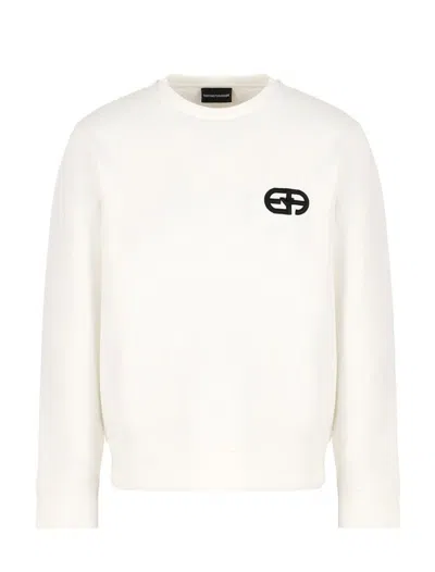 Emporio Armani Men's Logo Cotton Sweatshirt In White
