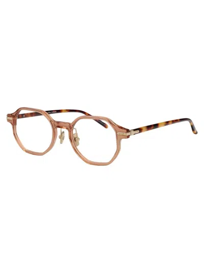 Linda Farrow Axis Glasses In Crystal Pink Havana