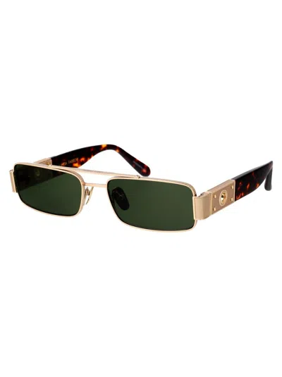 Linda Farrow Sunglasses Lfl1470 C1 Sun C1 In Lightgold/darkt-shell/green