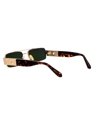 Linda Farrow Sunglasses Lfl1470 C1 Sun C1 In Lightgold/darkt-shell/green
