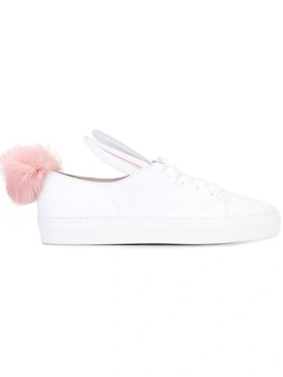 Minna Parikka 20mm Leather Bunny Tail Trainers In White