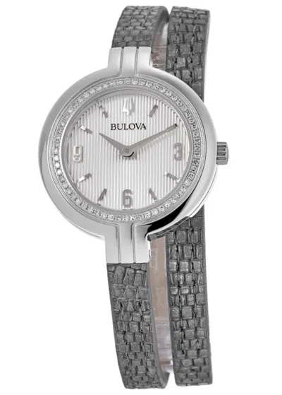 Bulova Rhapsody Silver Dial Sliver Lizard Strap Women's Watch 96r236 In Silver