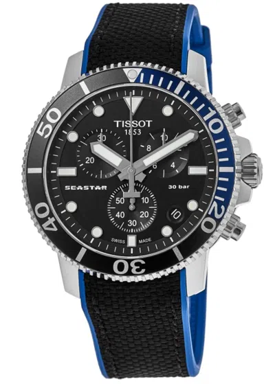 Tissot Seastar 1000 Chronograph Black Dial Textile Strap Men's Watch T120.417.17.051.03 In Black