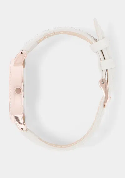 Bebe Logo Strap Crystal Watch In Nude