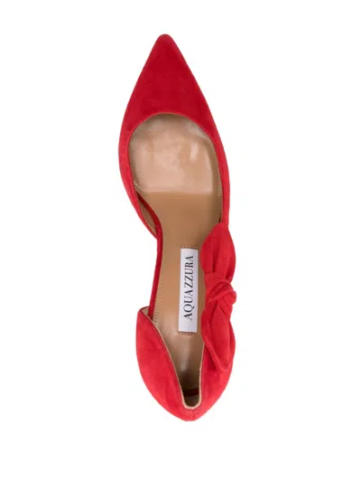 Aquazzura Very Bow Tie 105 Suede Point-toe Pumps