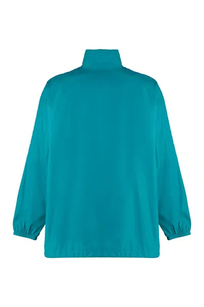 Balenciaga Windbreaker Logo Jacket In Turquoise