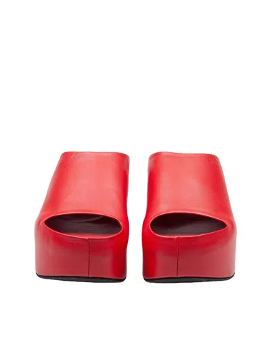 Marni Slide With Chunky Clog In Red Leather In Red