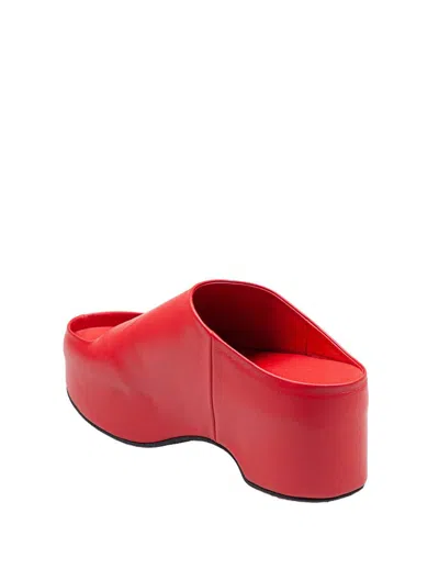 Marni Slide With Chunky Clog In Red Leather In Red