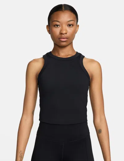 Nike One Fitted Dri-fit Cropped Tank Top In Black