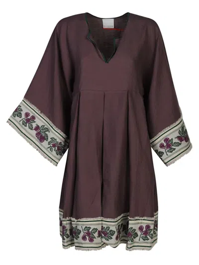 Ninaleuca Linen Short Dress In Purple