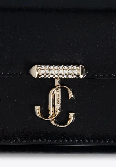 Shop Jimmy Choo Avenue Logo-plaque Clutch With Chain In Black